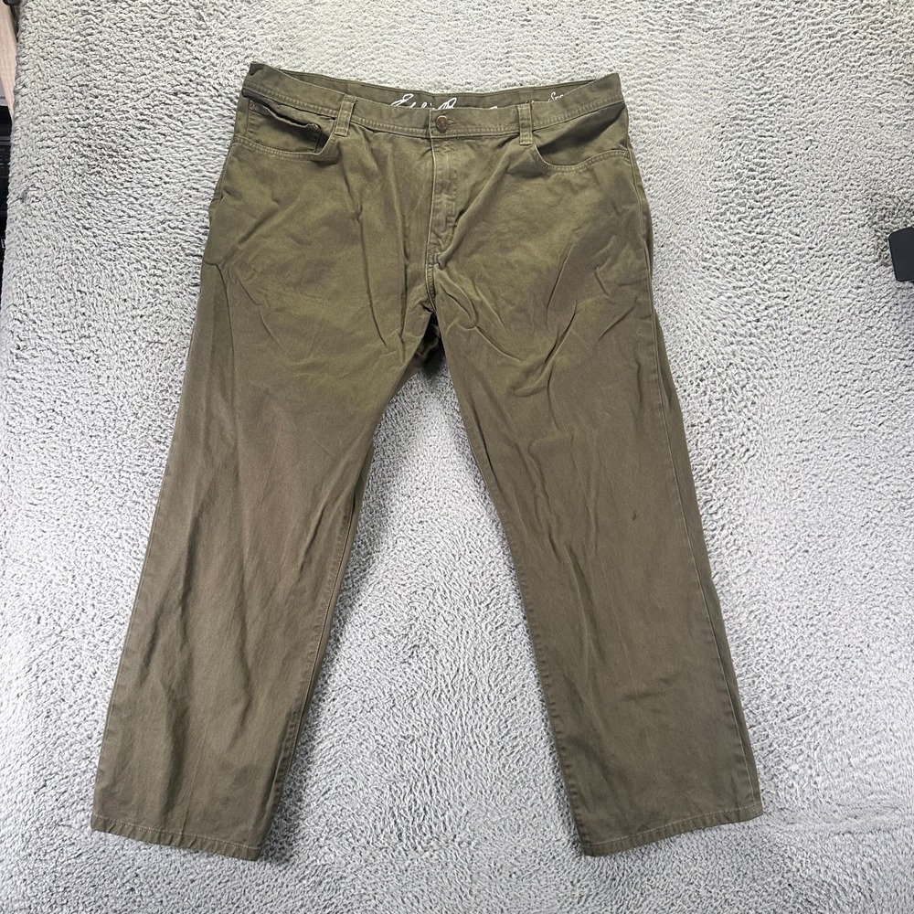 Eddie Bauer Pant Mens 40x30 Green Cotton Khakis Straight Leg Utility Workwear
